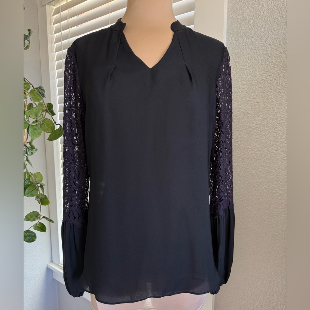 NWT Elie Tahari Lucille Silk Blouse Size XS‎ Lace & Silk